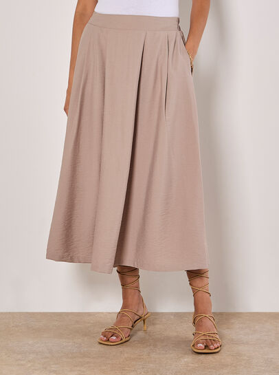 Pleated A-Line Midi Skirt