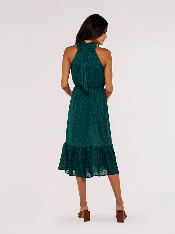 Star Jacquard Midi Dress, Green, large