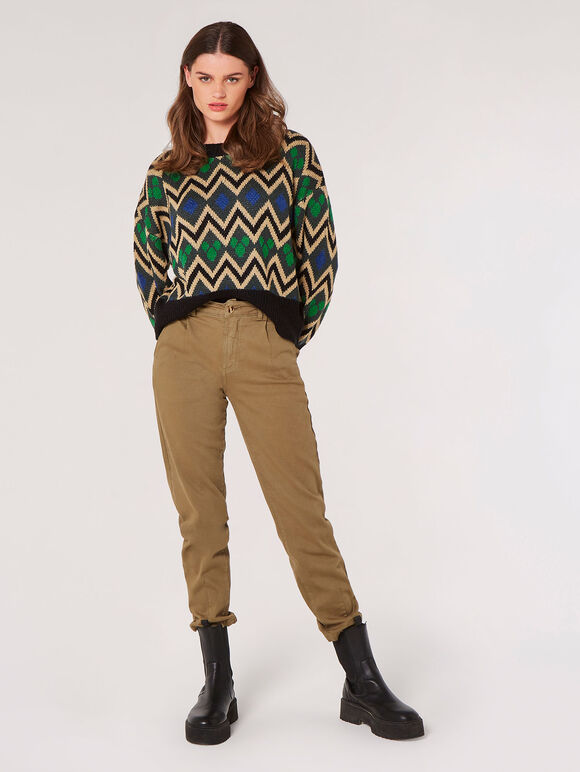 Geometric Chevron Jumper, Green, large