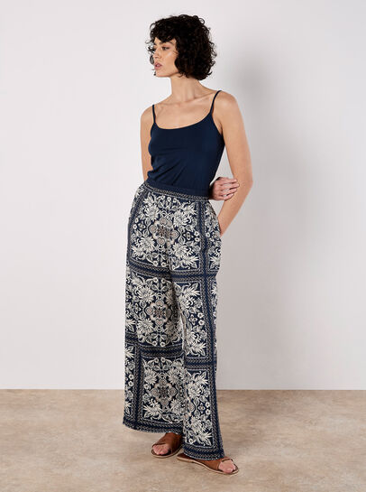 Scarf Print Flare Trousers