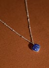 Silver Tone Heart Pendant Necklace, Red, large