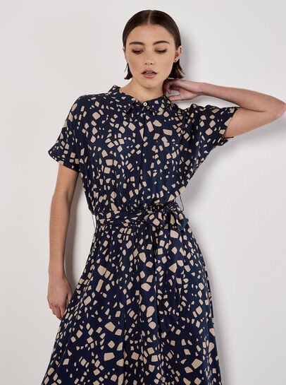 Scattered Squares Shirt Midi Dress