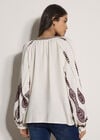 Floral Leaf Embroidered Blouse, Cream, large