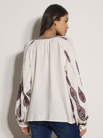 Floral Leaf Embroidered Blouse