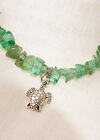 Grünes Steinschildkröten-Charm-Armband, grün, groß