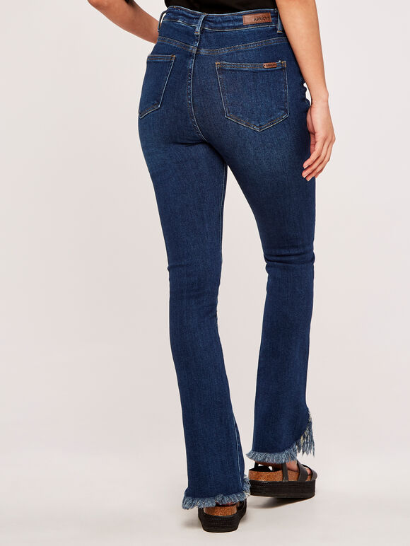 Sofia Frayed Hem Mid Rise Jean, Blue, large
