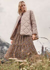 Collarless Quilted Jacket, Stone, large