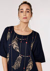 Necklace Print Midi Dress, Navy, large