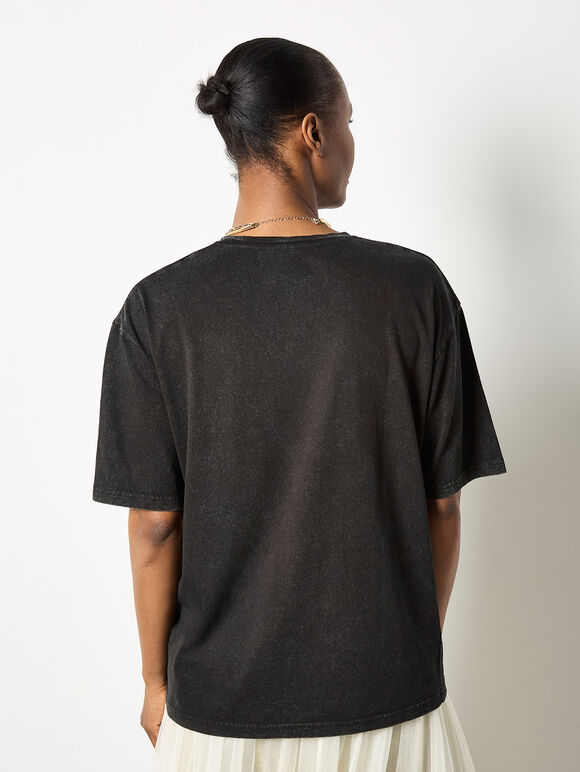 Rodeo Queen Stud Cotton T-Shirt, Black, large