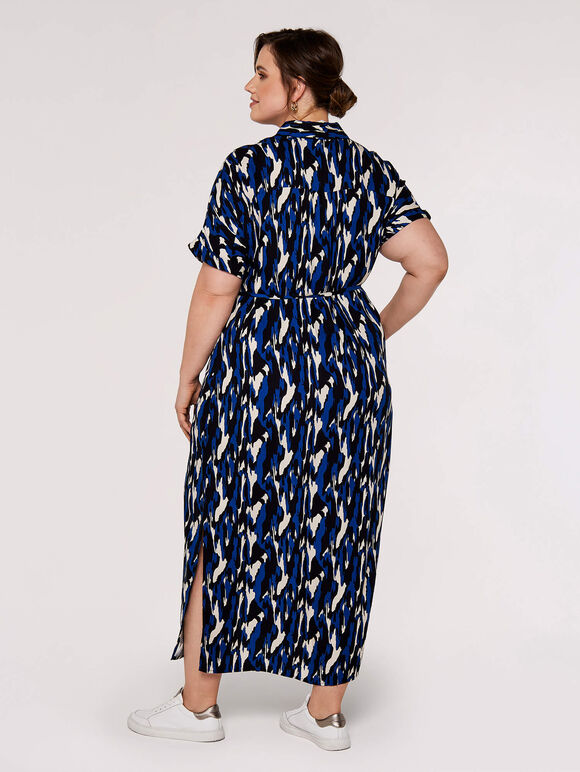 Curve Brushstroke Maxi Dress, Blue, large