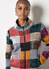 Colourful Check Fleece Jacket, Grey, large