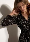 Floral Wrap Mini Dress, Black, large