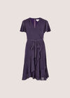 Sparkle Wrap Ruffle Mini Dress, Purple, large