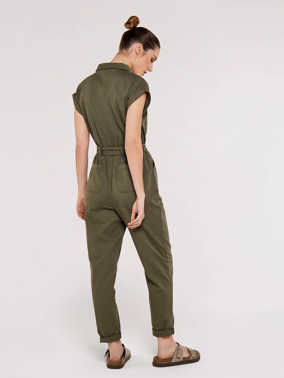 Cotton Blend Boilersuit, Khaki, large