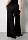 Pleat Detail Wide Leg Drawstring Trousers, Black, large