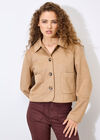 Suedette Cropped Jacket, Stone, large