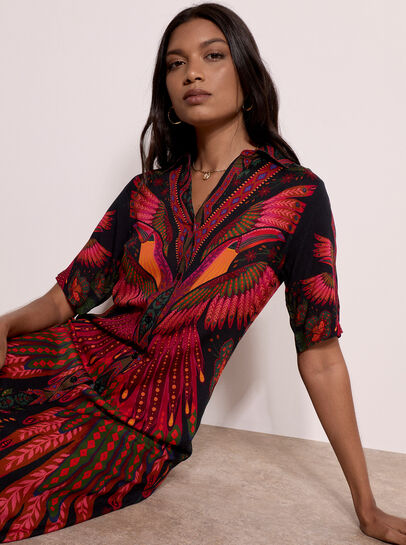 Toucan Tropical Shirt Maxi Dress