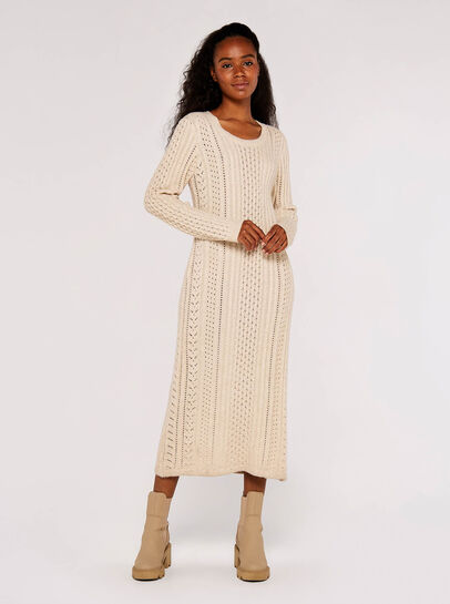 Pointelle Knitted Midi Dress