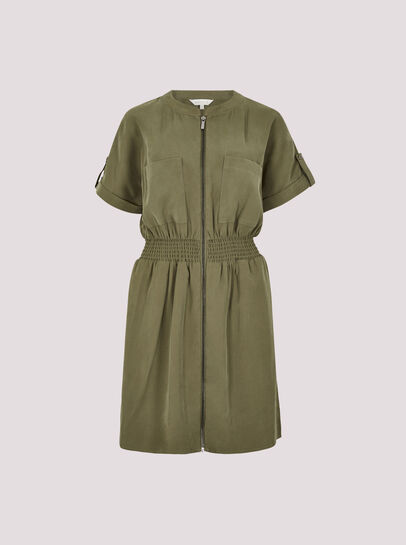 Zip-Down Utility Mini Dress