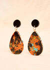 Acrylic Bead Marble Drop Earrings, Black, large
