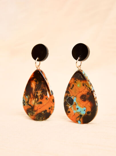 Acrylic Bead Marble Drop Earrings