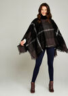 Colourblock Stripe Boucle Poncho, Dark Grey - Charcoal, large