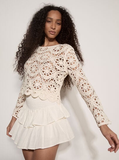 Boho Floral Cotton Crochet Top