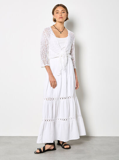 Mesh Popcorn Knit Shrug