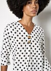 Polka Dot Bell Sleeve Blouse, Black, large