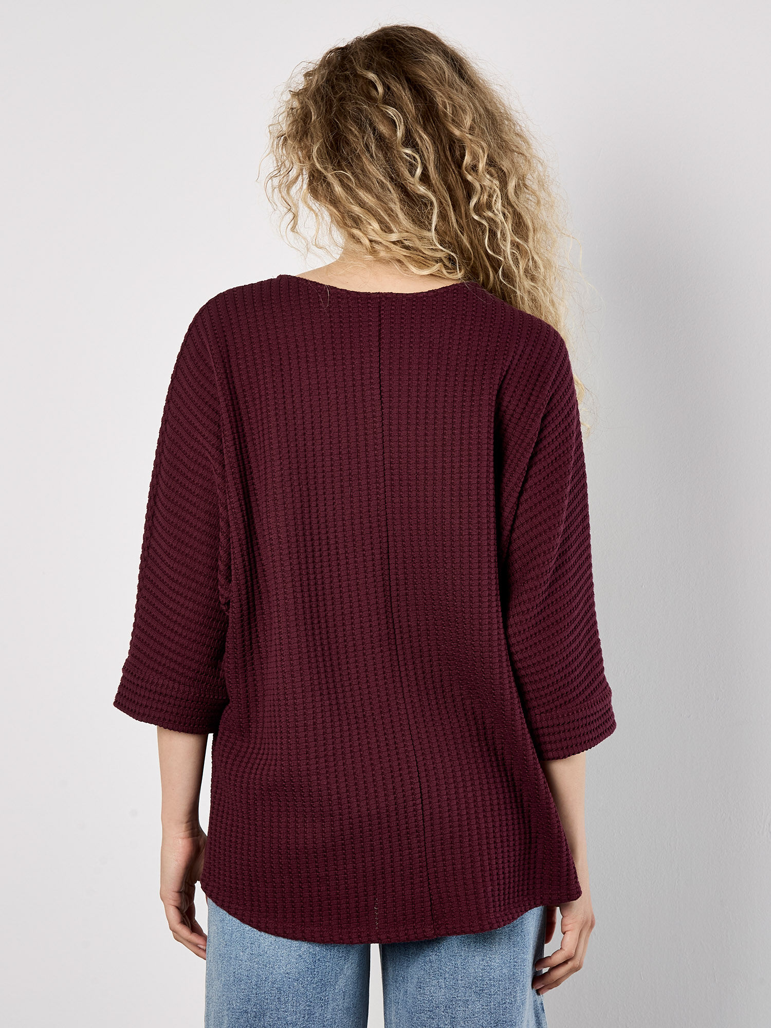 Waffle Knit Batwing Top | Apricot Clothing