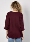 Waffle Knit Batwing Top, Burgundy, large