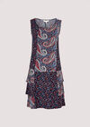 Paisley Mix-Match Mini Dress, Navy, large