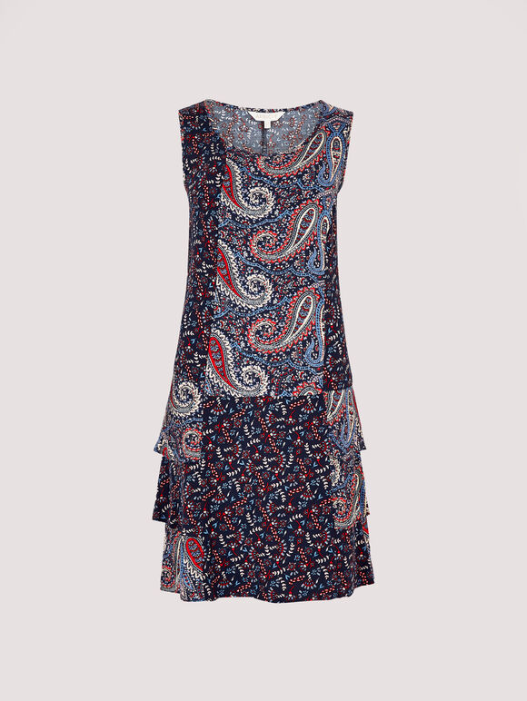 Paisley-Mix-Match-Minikleid, Marineblau, Größe L