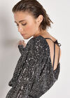 Cowl Back Sequin Mini Dress, Grey, large