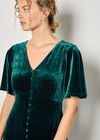 Velvet Button-Down Mini Dress, Green, large