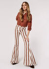 Stripe Flare Denim Jeans, Rust, large