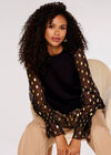 Gold Foil Detail Contrast Jumper, Black, large
