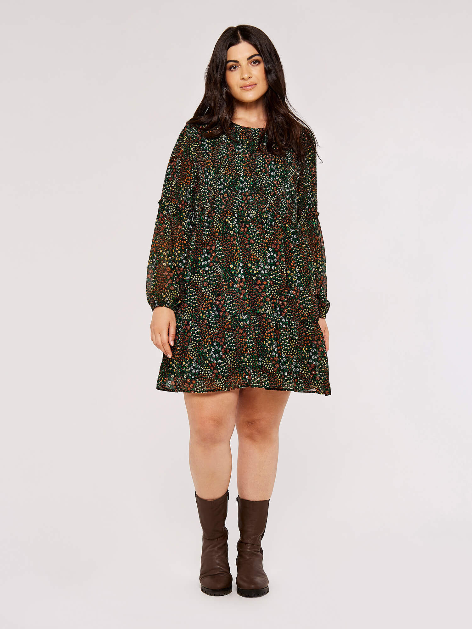 Patchwork Ditsy Babydoll Dress | Apricot UK