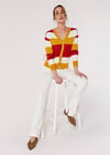 Knitted Multistripe Cardigan, Orange, large