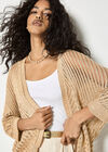 Gold Shimmer Open Knit Cardigan, Mustard, large