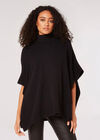 Oversized Pointelle Cape Jumper, Black, large