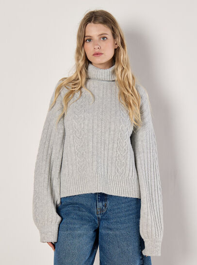 Cable Knit Roll Neck Jumper