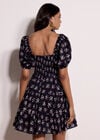 Cotton Dobby Floral Mini Dress, Navy, large
