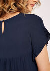 Ruffle Sleeve Detail Tiered Dress, Navy, large