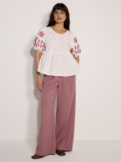 Floral Embroidered Peplum Top