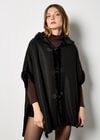 Hooded Faux Fur Cape, Black, large