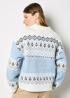 Open Collar Fair Isle Jumper, Blue, large