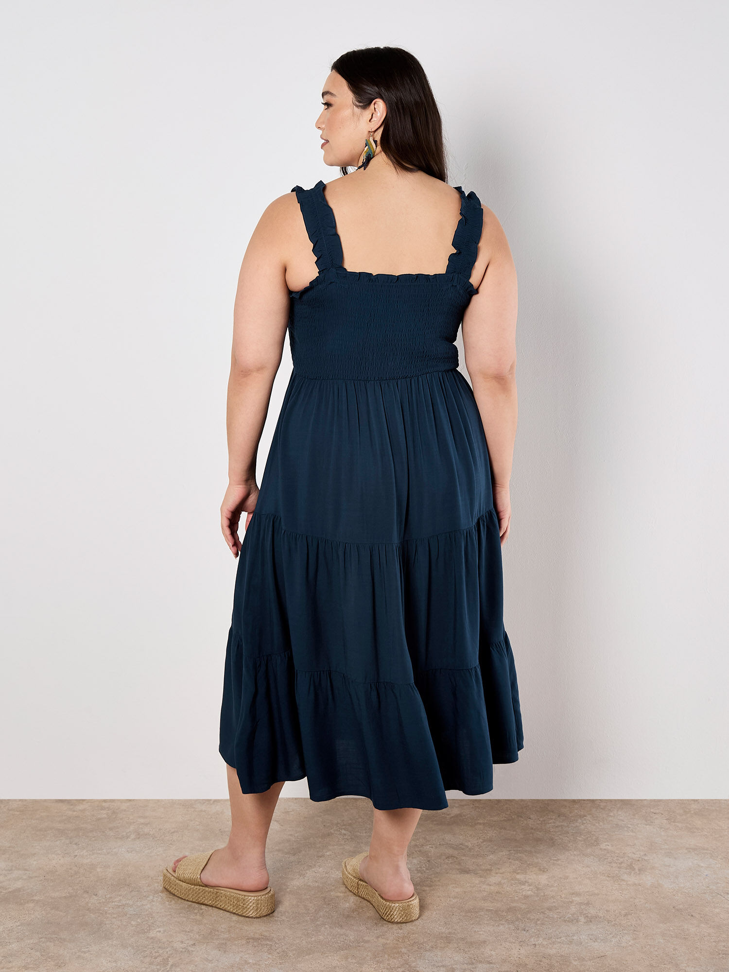 Smock Tiered Midi Dress | Apricot Clothing
