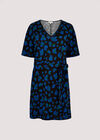 Animal Print Mini Dress, Blue, large