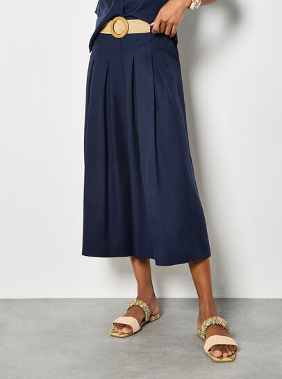 Pleated Wide-Leg Culotte Trousers